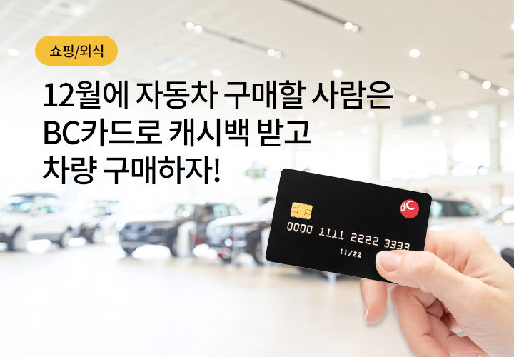 쇼핑/외식 | 12월에 자동차 구매할 사람은 BC카드로 캐시백 받고 차량 구매하자!