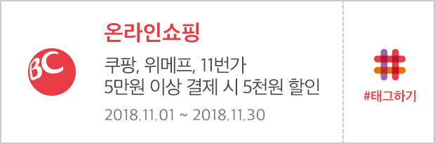 온라인쇼핑 | 쿠팡, 위메프, 11번가 5만원 이상 결제시 5천원 할인 | 2018.11.01 ~ 2018.11.30 | #태그하기