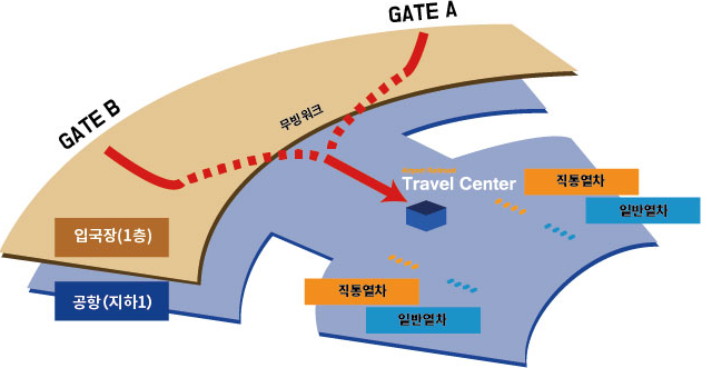 인천공항 제2여객터미널 트래블스토어 안내도